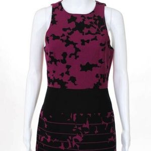 4C Pink Black Cotton Printed Zip Sheath Dress sz 6